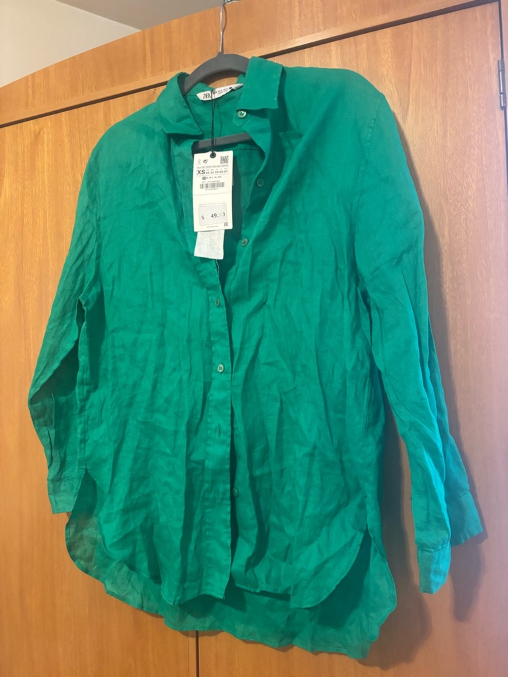 ZARA Emerald Green Button-Up Shirt